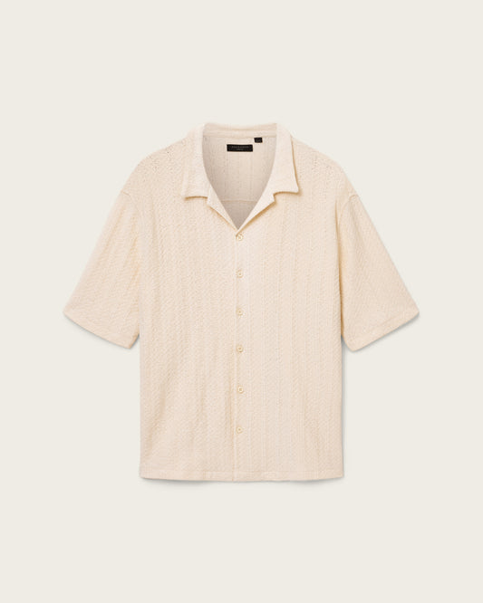 Light Gray חולצה מכופתרת קצרה לגברים Trace ALLSAINTS