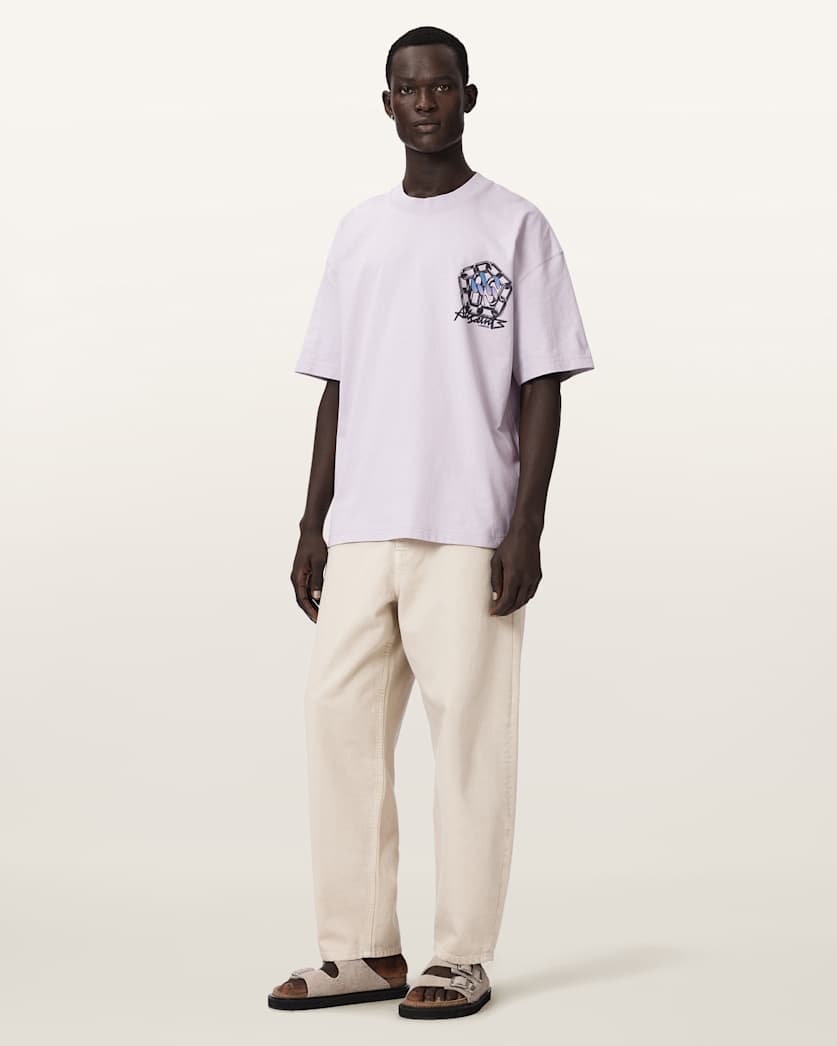 Antique White טי שירט קצרה לגברים Affix Ss Crew ALLSAINTS