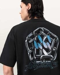 Black טי שירט קצרה לגברים Affix Ss Crew ALLSAINTS