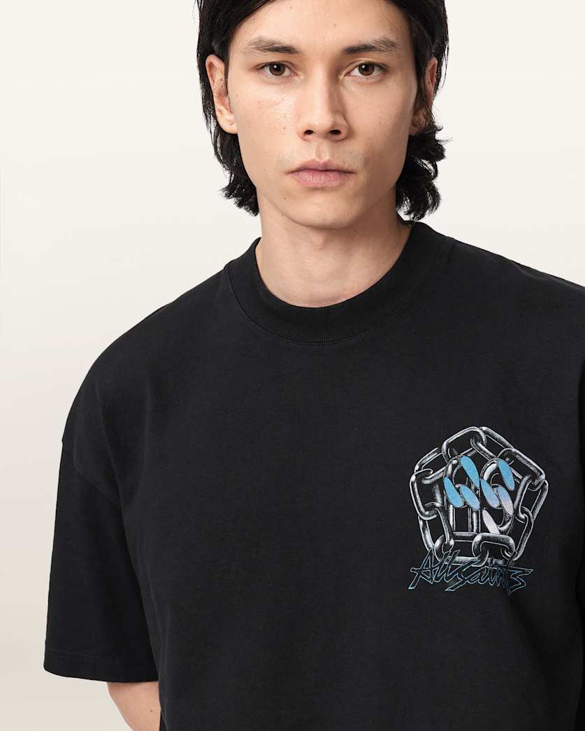 Dark Slate Gray טי שירט קצרה לגברים Affix Ss Crew ALLSAINTS