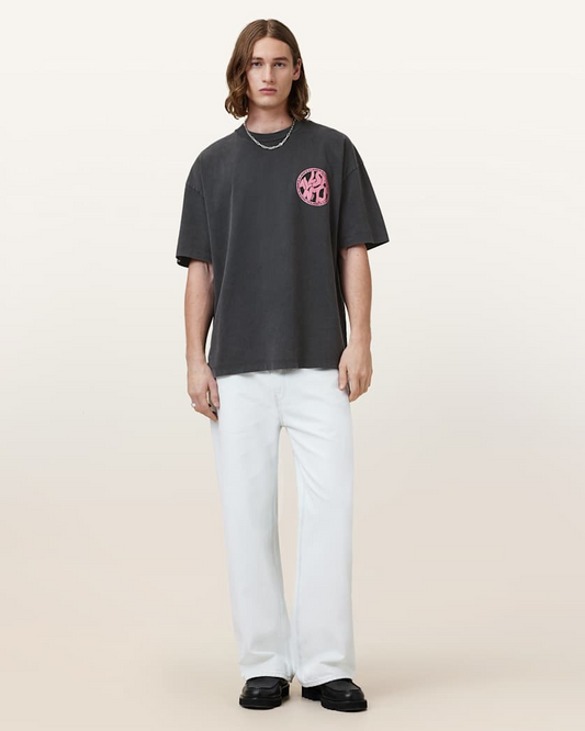 Antique White טי שירט קצרה לגברים Distortion SS ALLSAINTS