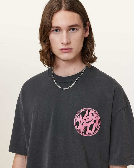 Antique White טי שירט קצרה לגברים Distortion SS ALLSAINTS