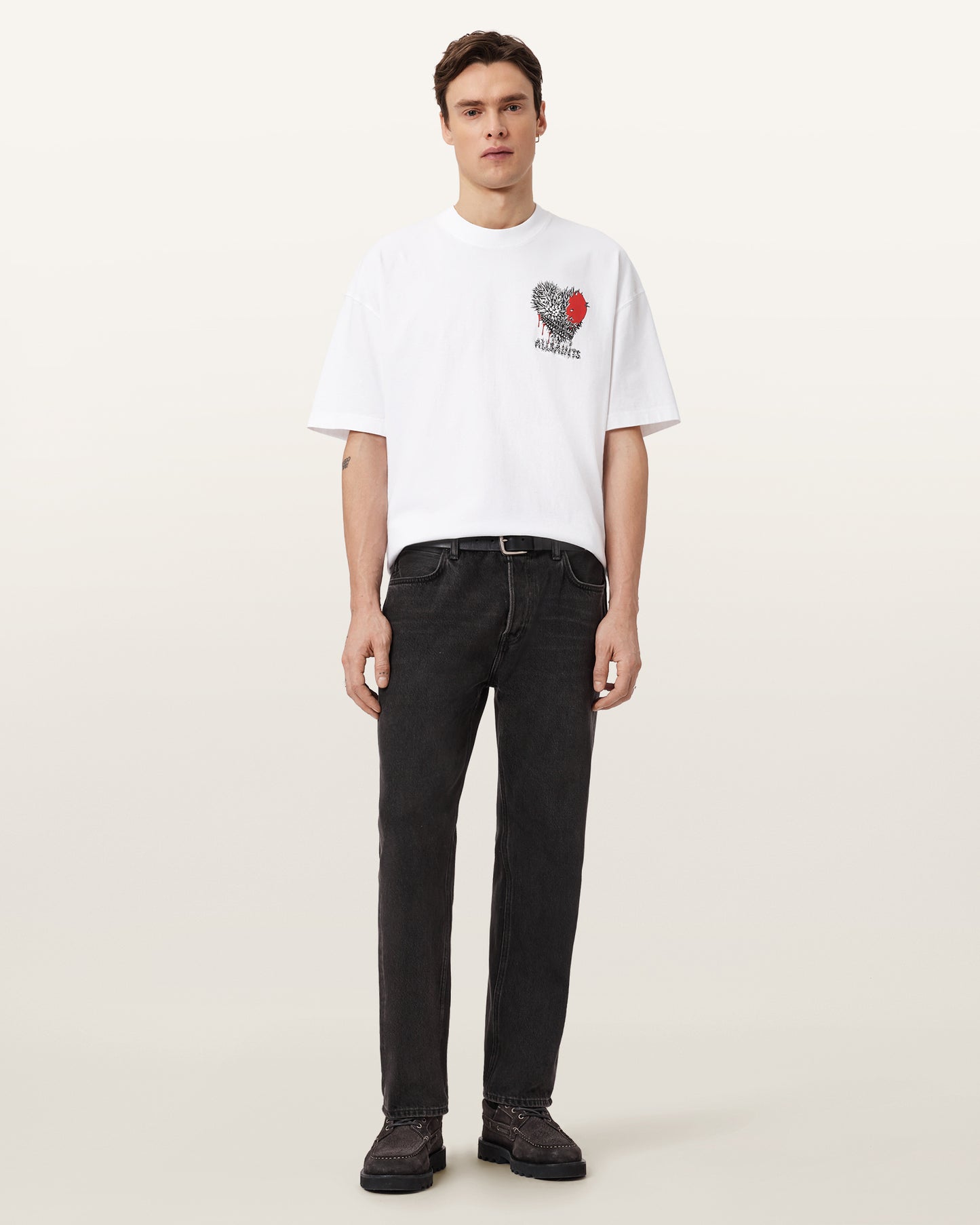 Antique White טי שירט קצרה לגברים Chaste ALLSAINTS