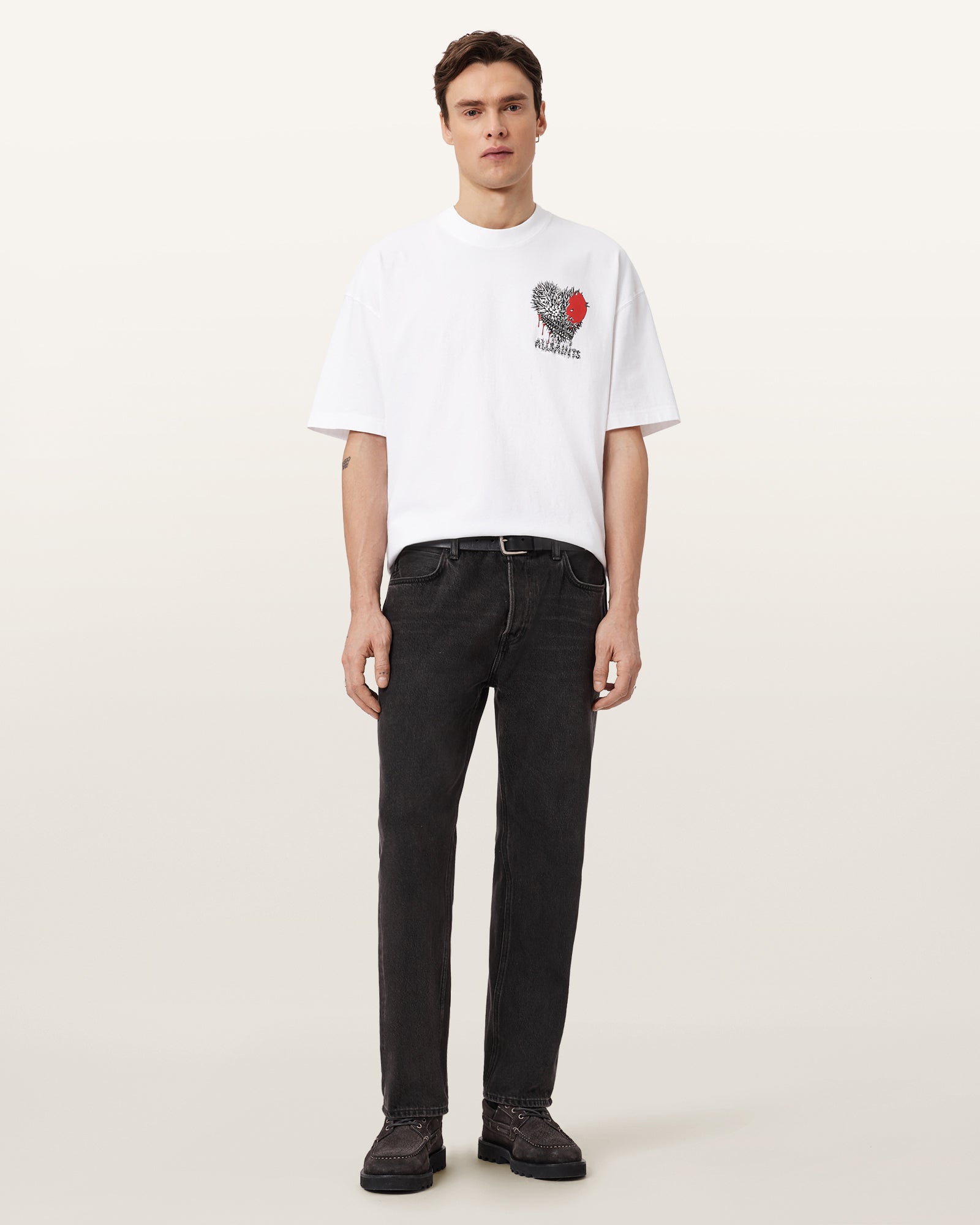 Antique White טי שירט קצרה לגברים Chaste ALLSAINTS