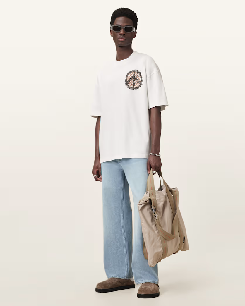 Beige טי שירט קצרה לגברים Incessant ALLSAINTS