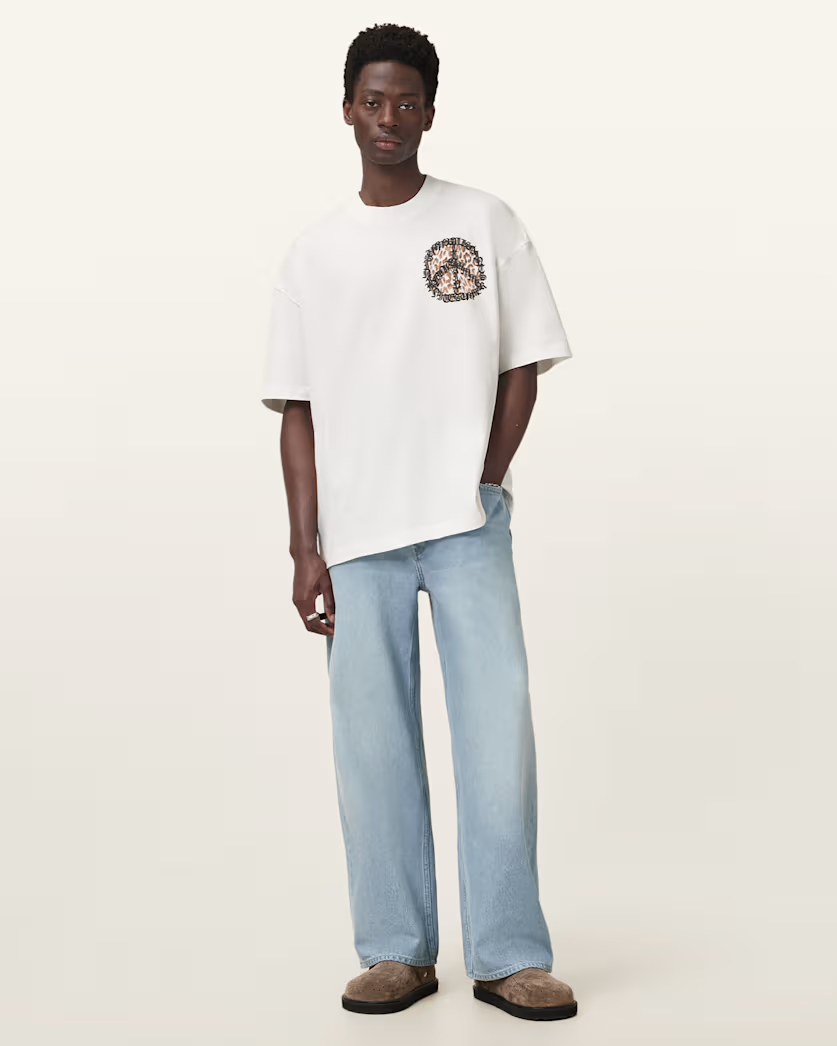 Beige טי שירט קצרה לגברים Incessant ALLSAINTS