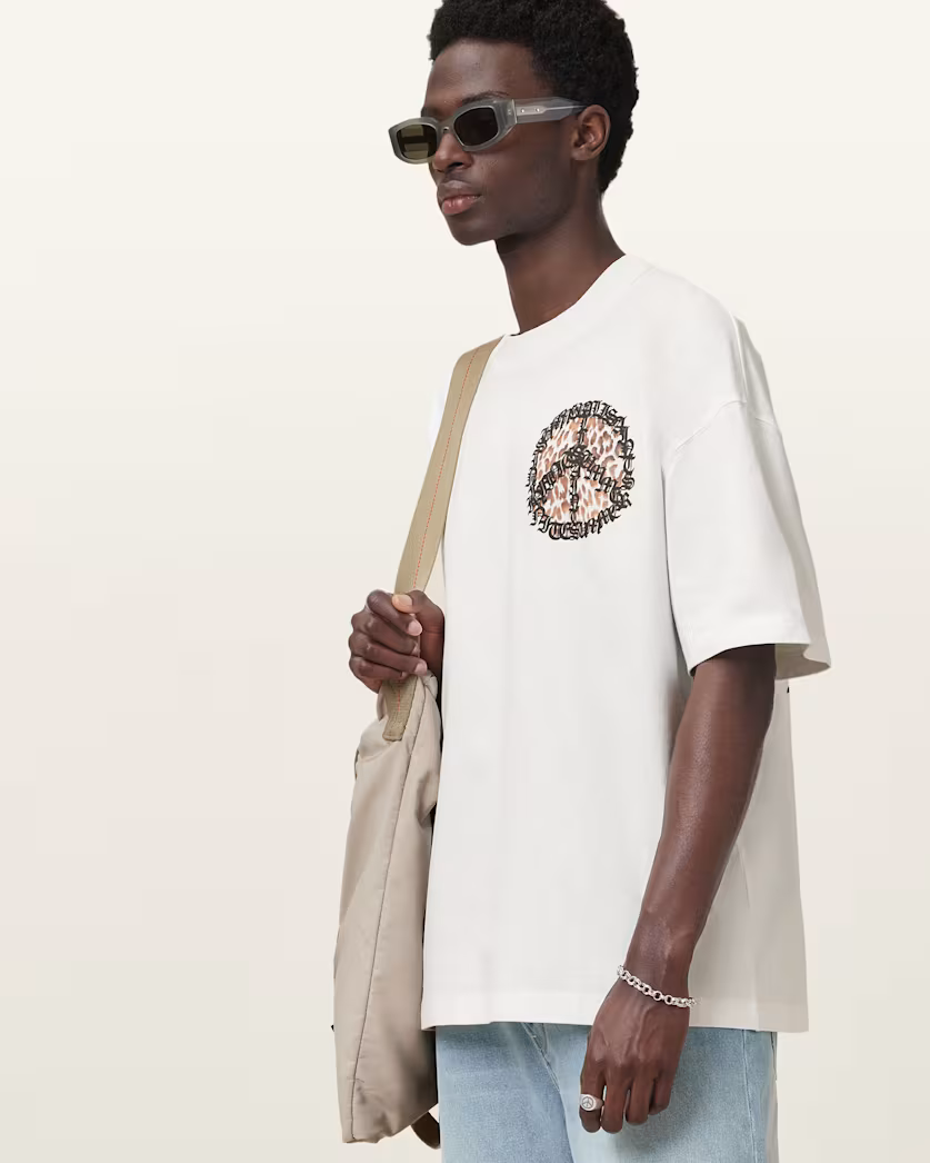 Beige טי שירט קצרה לגברים Incessant ALLSAINTS