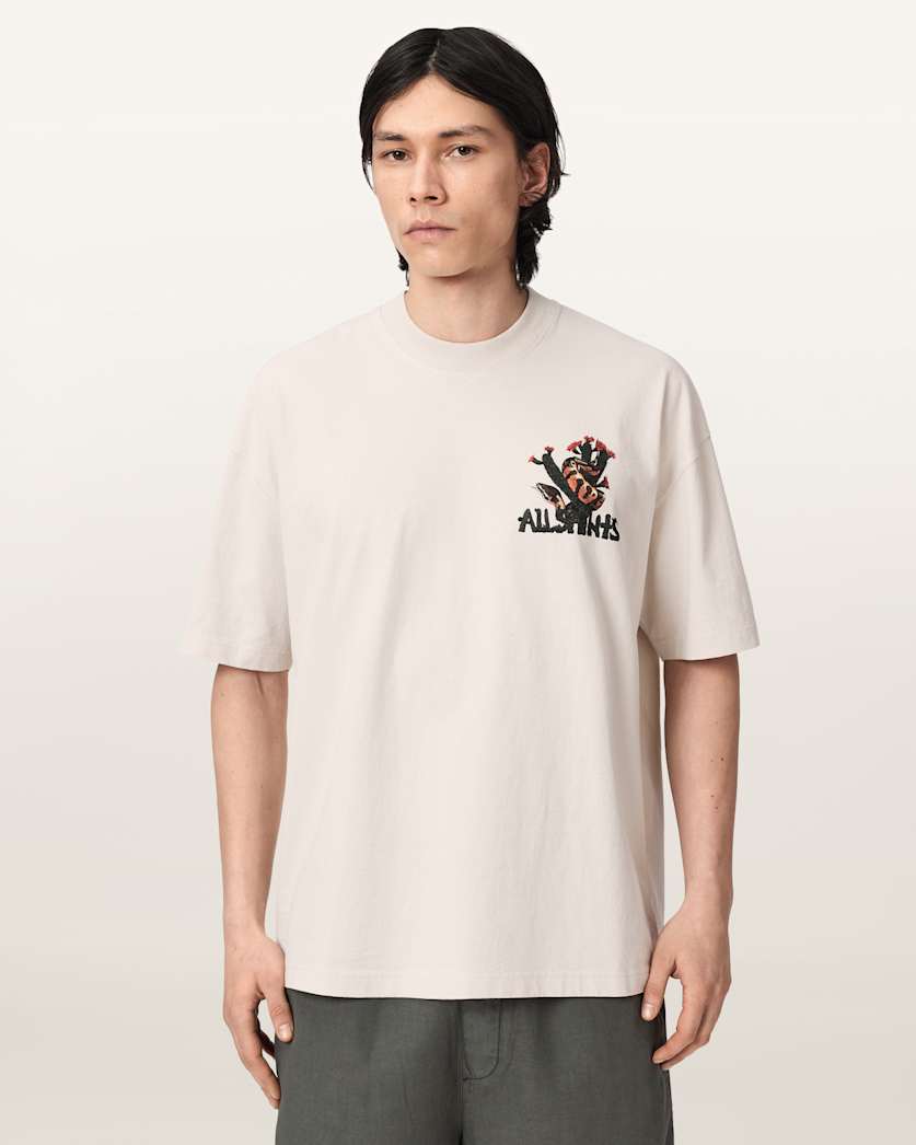 Seashell טי שירט קצרה לגברים Cacti Ss Crew ALLSAINTS