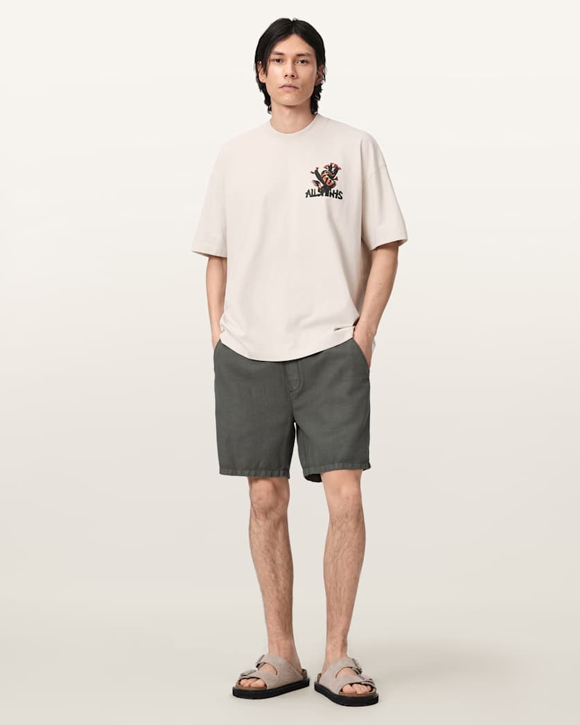 Antique White טי שירט קצרה לגברים Cacti Ss Crew ALLSAINTS