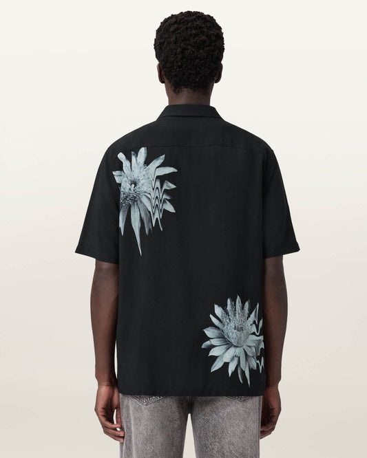 Black חולצה מכופתרת קצרה לגברים Floraze SS Shirt ALLSAINTS