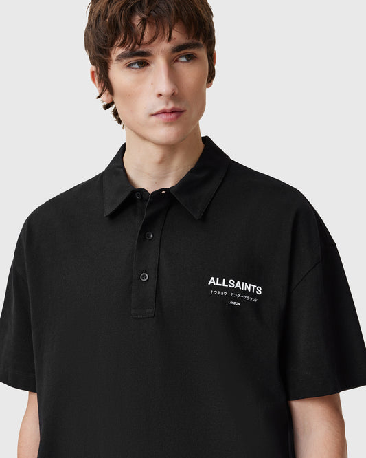 Black חולצת פולו לגברים Underground ALLSAINTS