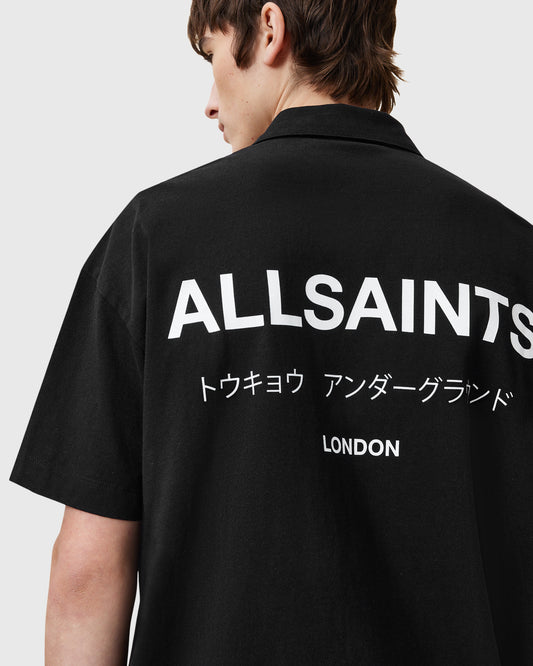 Black חולצת פולו לגברים Underground ALLSAINTS