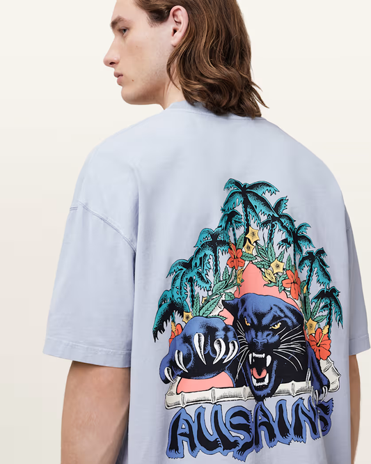 Light Gray טי שירט קצרה לגברים Pounce ALLSAINTS