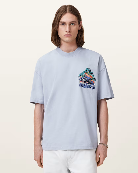 Light Gray טי שירט קצרה לגברים Pounce ALLSAINTS