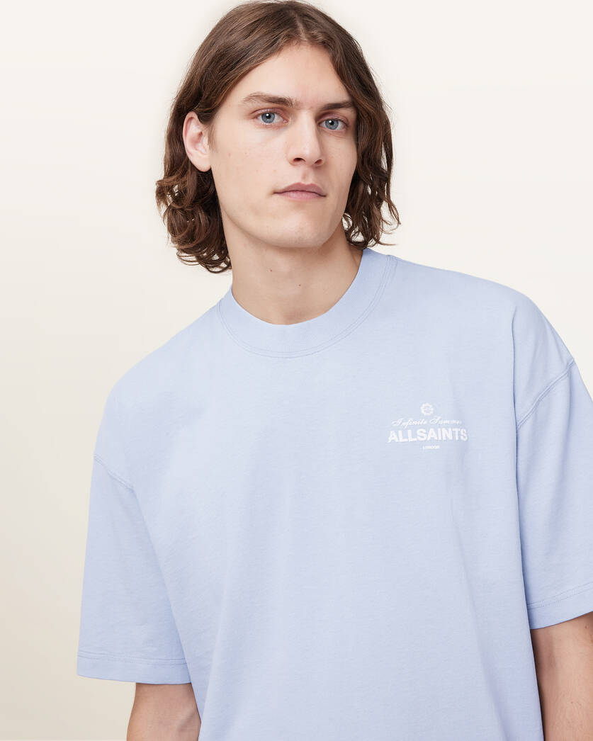 Light Gray טי שירט קצרה אוברסייז לגברים Soleil ALLSAINTS