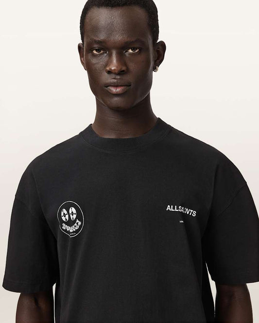 Black טי שירט קצרה לגברים Spinner ALLSAINTS