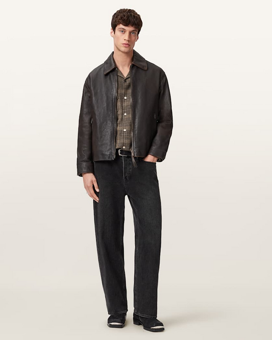 Beige ג'קט עור לגברים Garrison ALLSAINTS