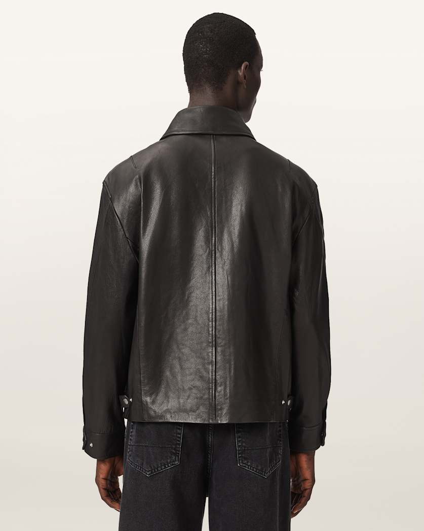 Dark Slate Gray ג'קט עור לגברים Garrison ALLSAINTS