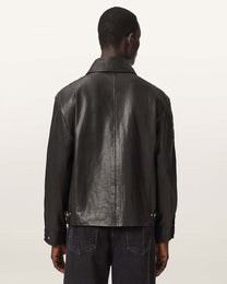 Dark Slate Gray ג'קט עור לגברים Garrison ALLSAINTS