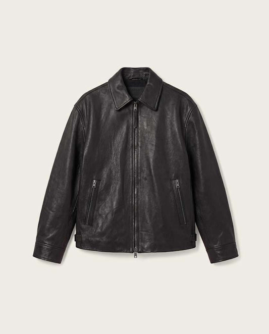 Dark Slate Gray ג'קט עור לגברים Garrison ALLSAINTS