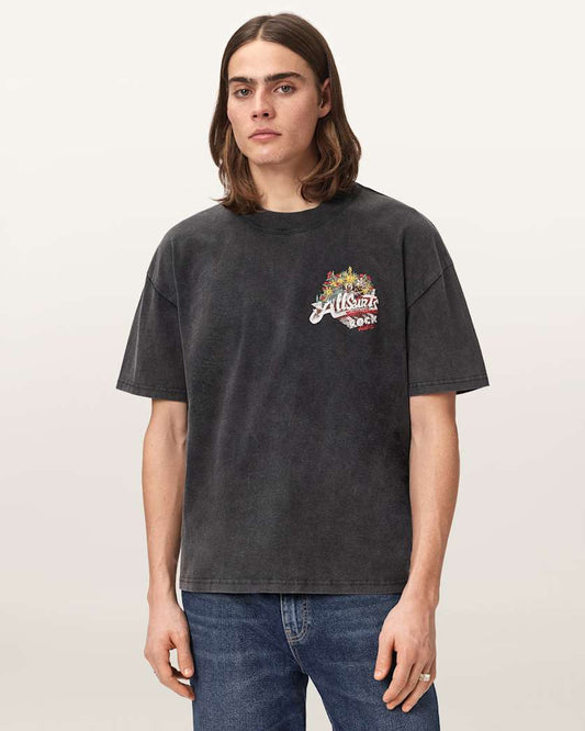 Dark Slate Gray טי שירט אוברסייז לגברים Roque ALLSAINTS