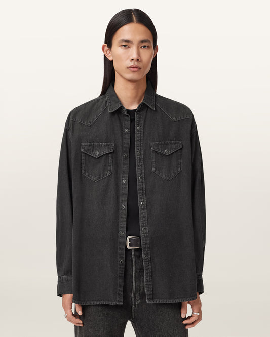 Beige חולצה מכופתרת ארוכה לגברים Fenton ALLSAINTS