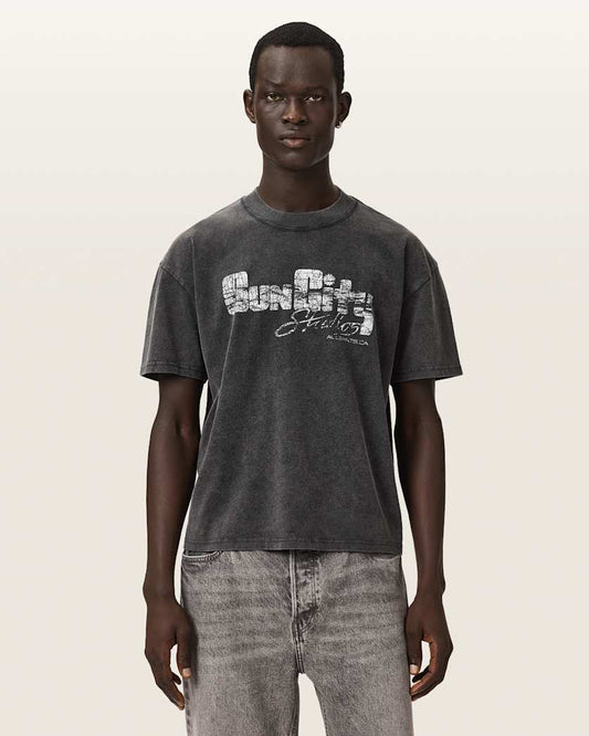 Dark Slate Gray טי שירט גרפית Boxy לגברים Sun City ALLSAINTS