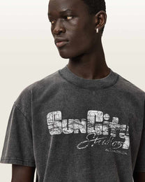 Dark Slate Gray טי שירט גרפית Boxy לגברים Sun City ALLSAINTS