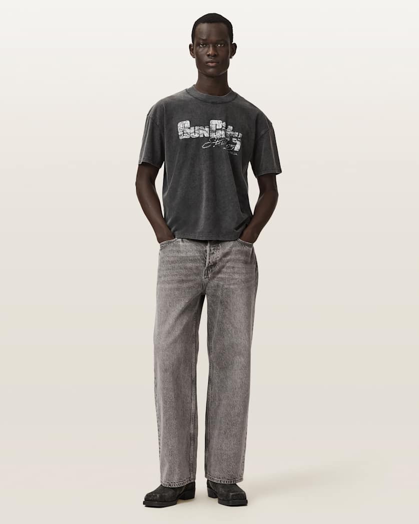 Light Gray טי שירט גרפית Boxy לגברים Sun City ALLSAINTS