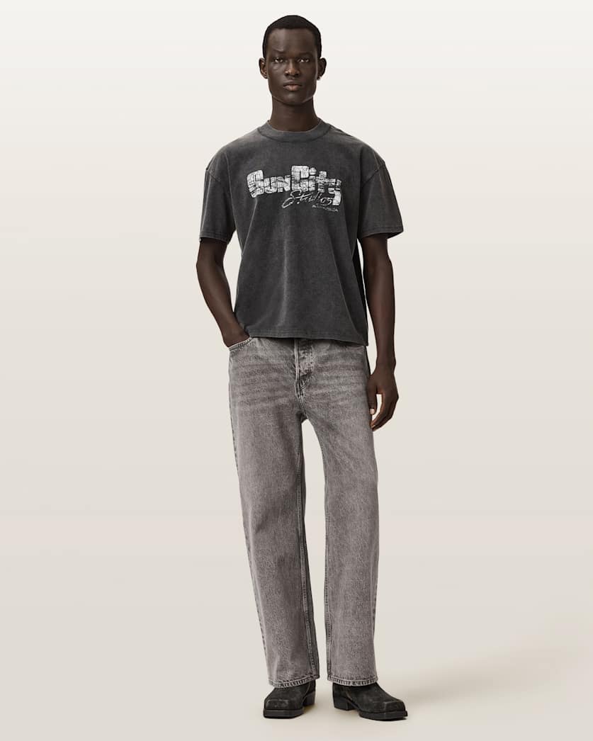 Light Gray טי שירט גרפית Boxy לגברים Sun City ALLSAINTS