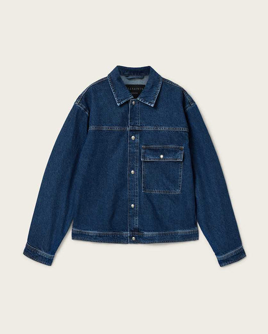 Midnight Blue ז׳קט ג׳ינס Boxy לגברים Cast ALLSAINTS