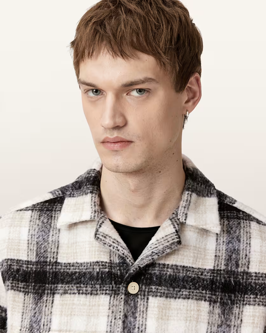 Dark Slate Gray חולצה מכופתרת ארוכה לגברים Lapse ALLSAINTS