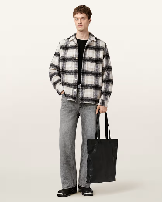 Beige חולצה מכופתרת ארוכה לגברים Lapse ALLSAINTS