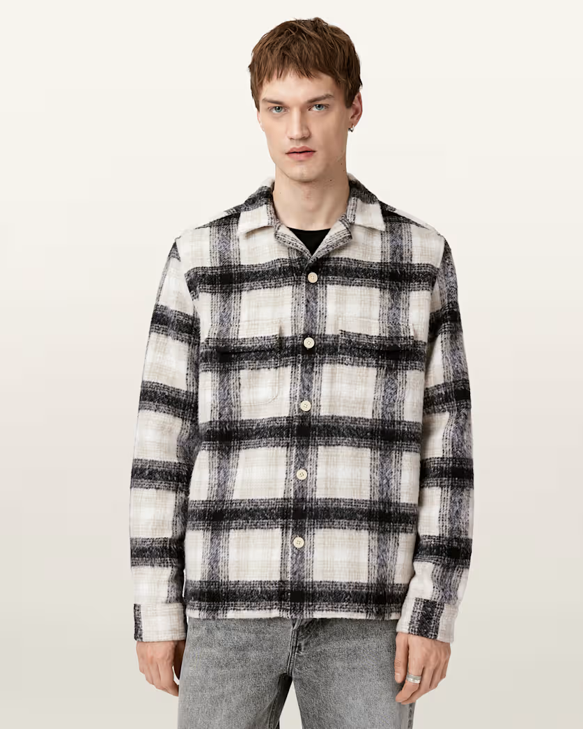 Antique White חולצה מכופתרת ארוכה לגברים Lapse ALLSAINTS