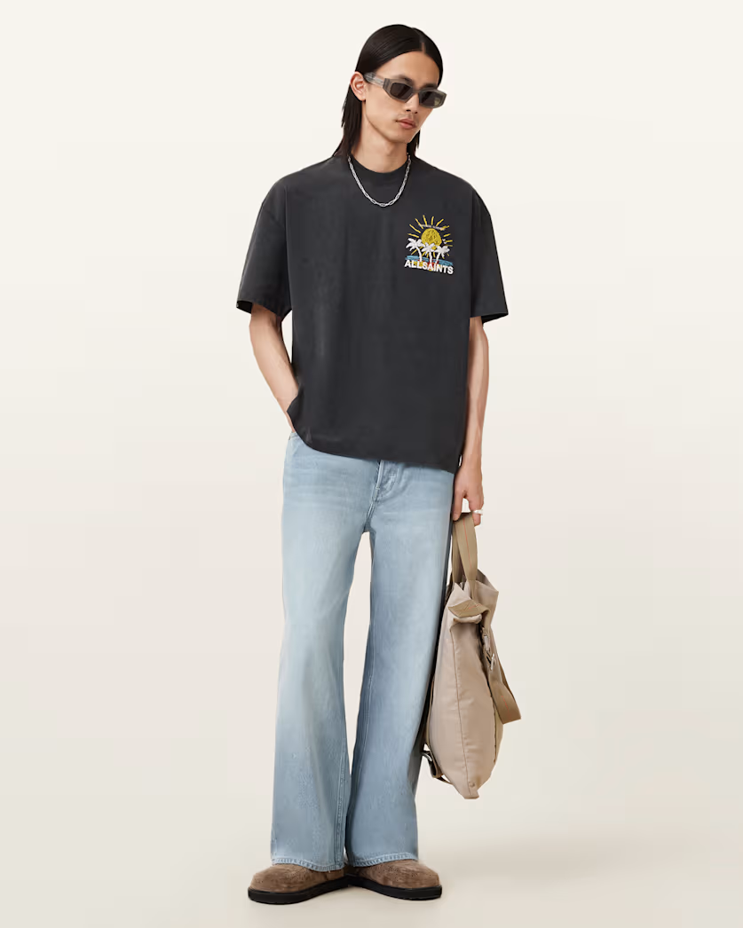 Beige טי שירט קצרה לגברים Cove ALLSAINTS