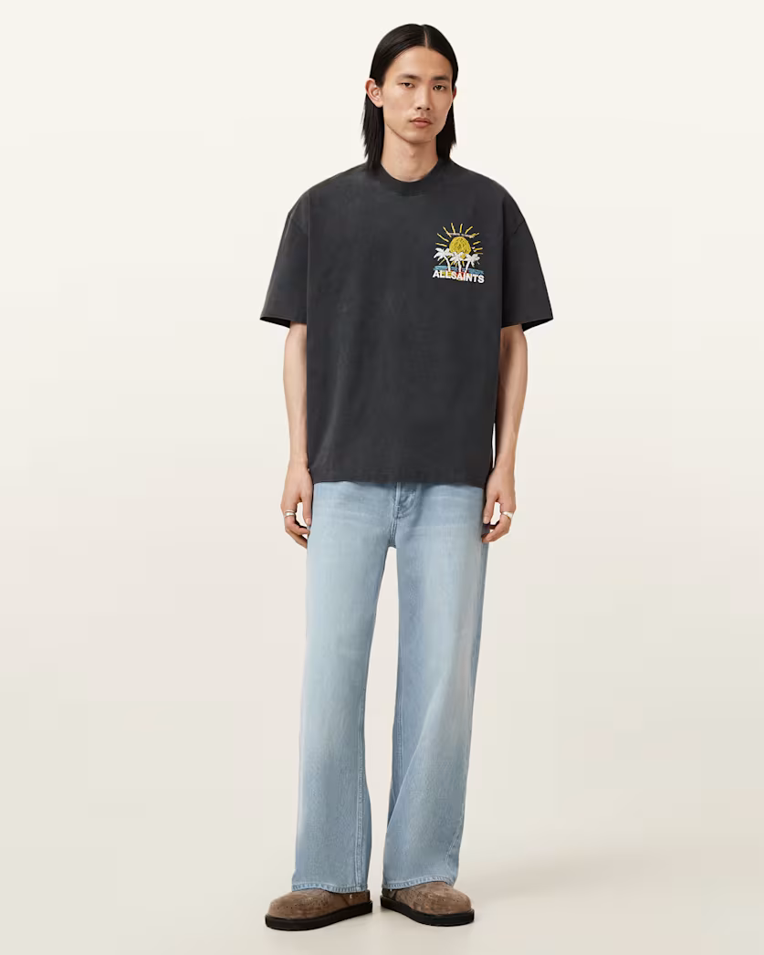 Beige טי שירט קצרה לגברים Cove ALLSAINTS