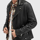 Beige ג'קט עור לגברים Milo Biker ALLSAINTS