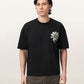 Black טי שירט גרפית אוברסייז לגברים Petals ALLSAINTS