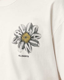 Antique White טי שירט גרפית אוברסייז לגברים Petals ALLSAINTS