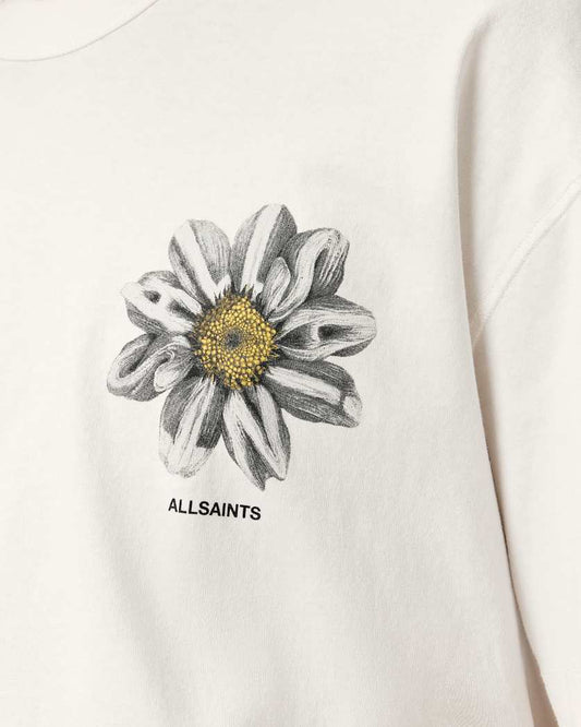 Antique White טי שירט גרפית אוברסייז לגברים Petals ALLSAINTS
