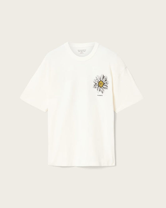 White Smoke טי שירט גרפית אוברסייז לגברים Petals ALLSAINTS