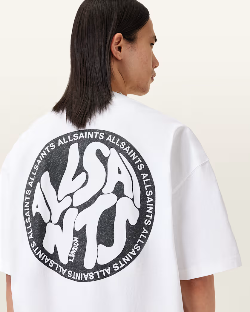 White Smoke טי שירט קצרה לנשים Distortion ALLSAINTS