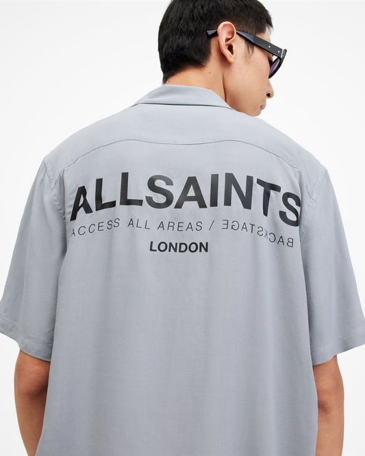 Gray חולצה מכופתרת קצרה לגברים Access ALLSAINTS