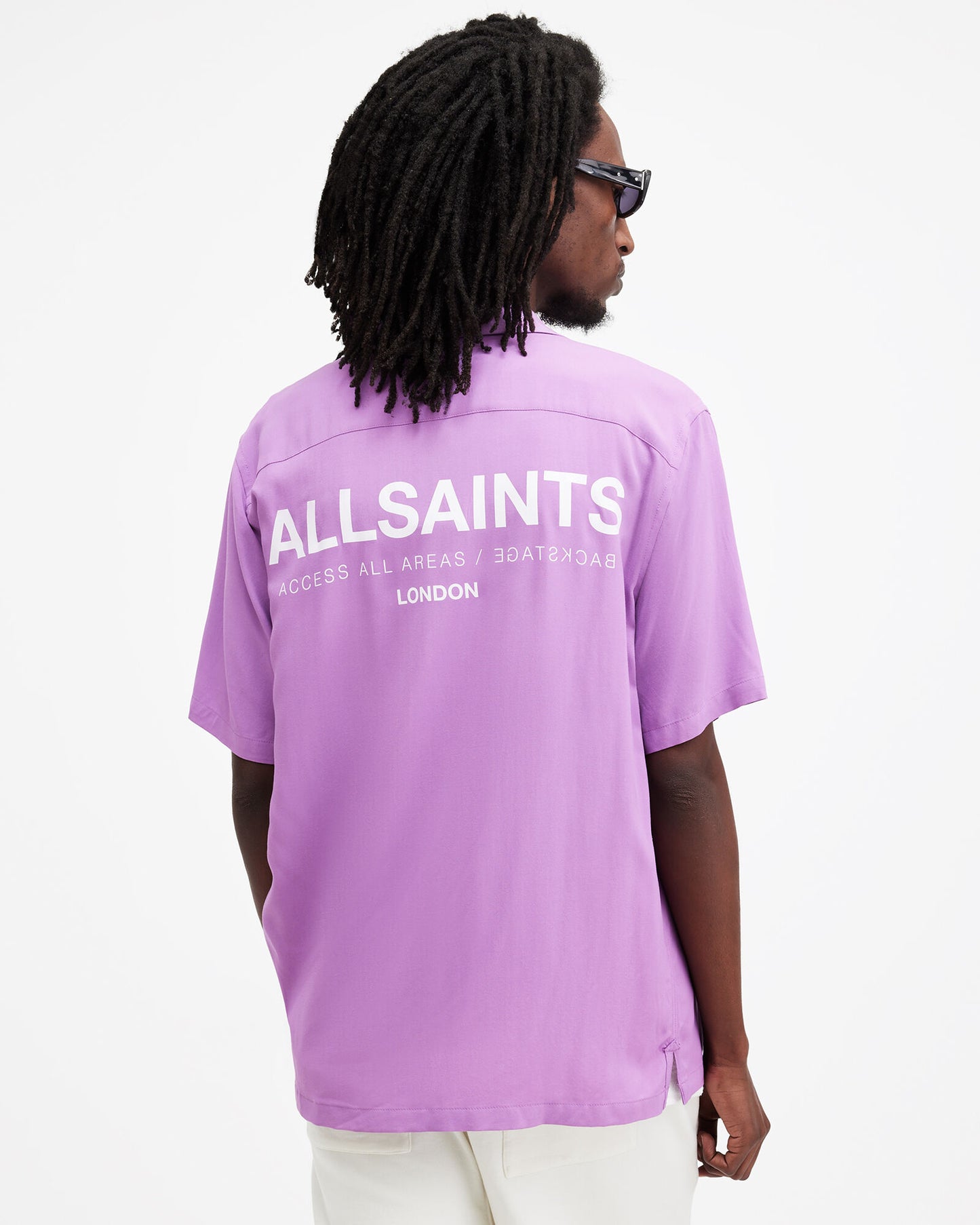 Lavender חולצה מכופתרת קצרה לגברים Access ALLSAINTS