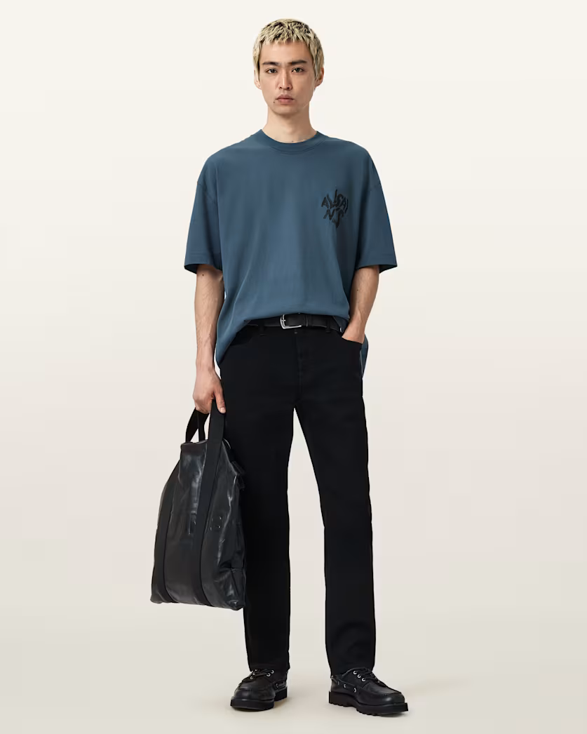 Dark Slate Gray טי שירט קצרה לגברים Orlando ALLSAINTS