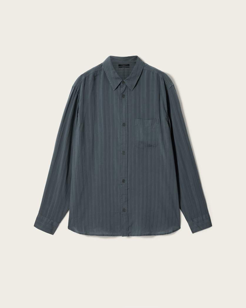 Dark Slate Gray חולצה מכופתרת לגברים Carlyle ALLSAINTS