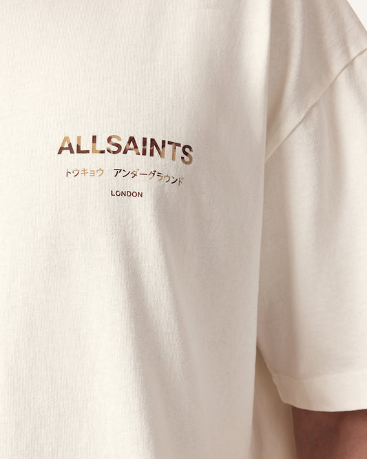 Antique White טי שירט קצרה לגברים Underground SS Crew ALLSAINTS