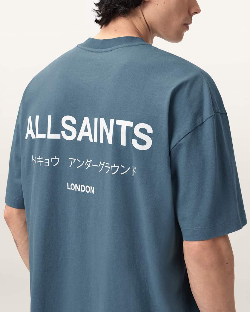 Slate Gray טי שירט קצרה לגברים Underground Ss Crew ALLSAINTS