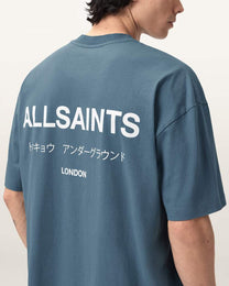 Slate Gray טי שירט קצרה לגברים Underground Ss Crew ALLSAINTS