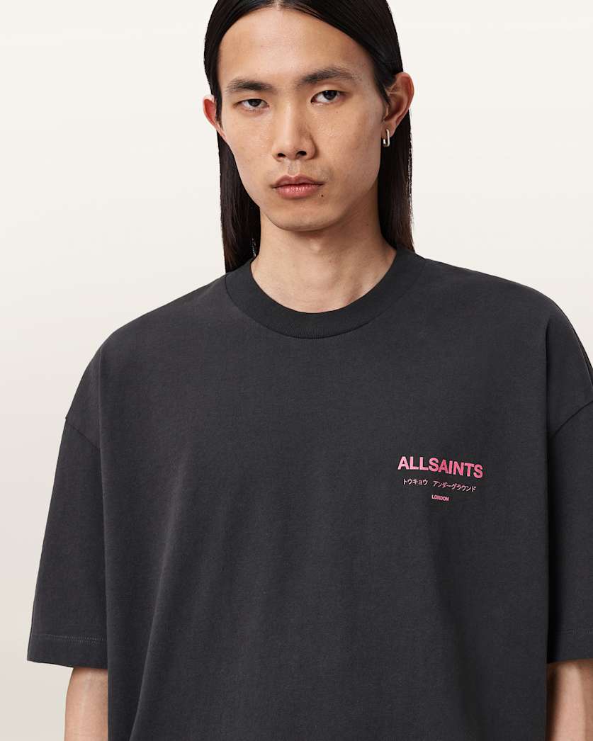 Dark Slate Gray טי שירט קצרה לגברים Underground Ss Crew ALLSAINTS
